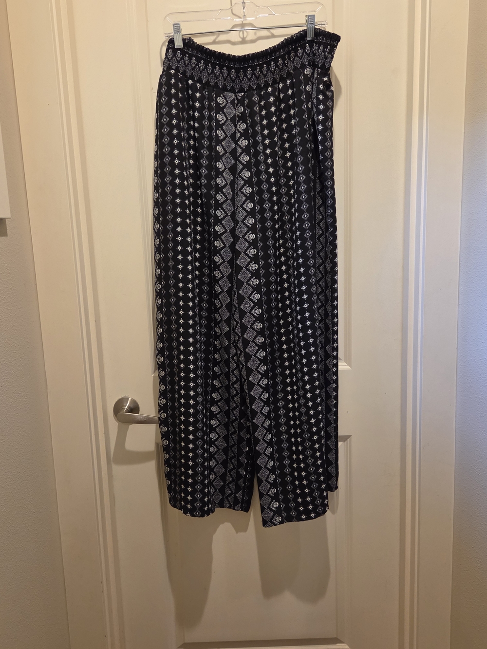 Studio 253 Womens Black and White Geometric Palazzo Pants